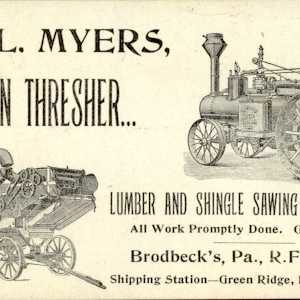 Geo. L. Myers trade card front